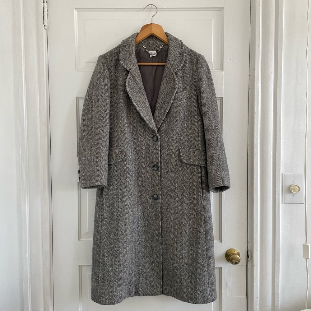 Vintage Herringbone Wool Coat